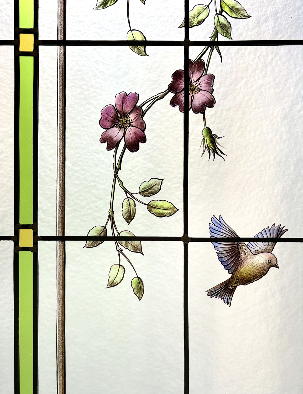 detail-vitrail-classique-pregermain Oiseaux qui se bécotent