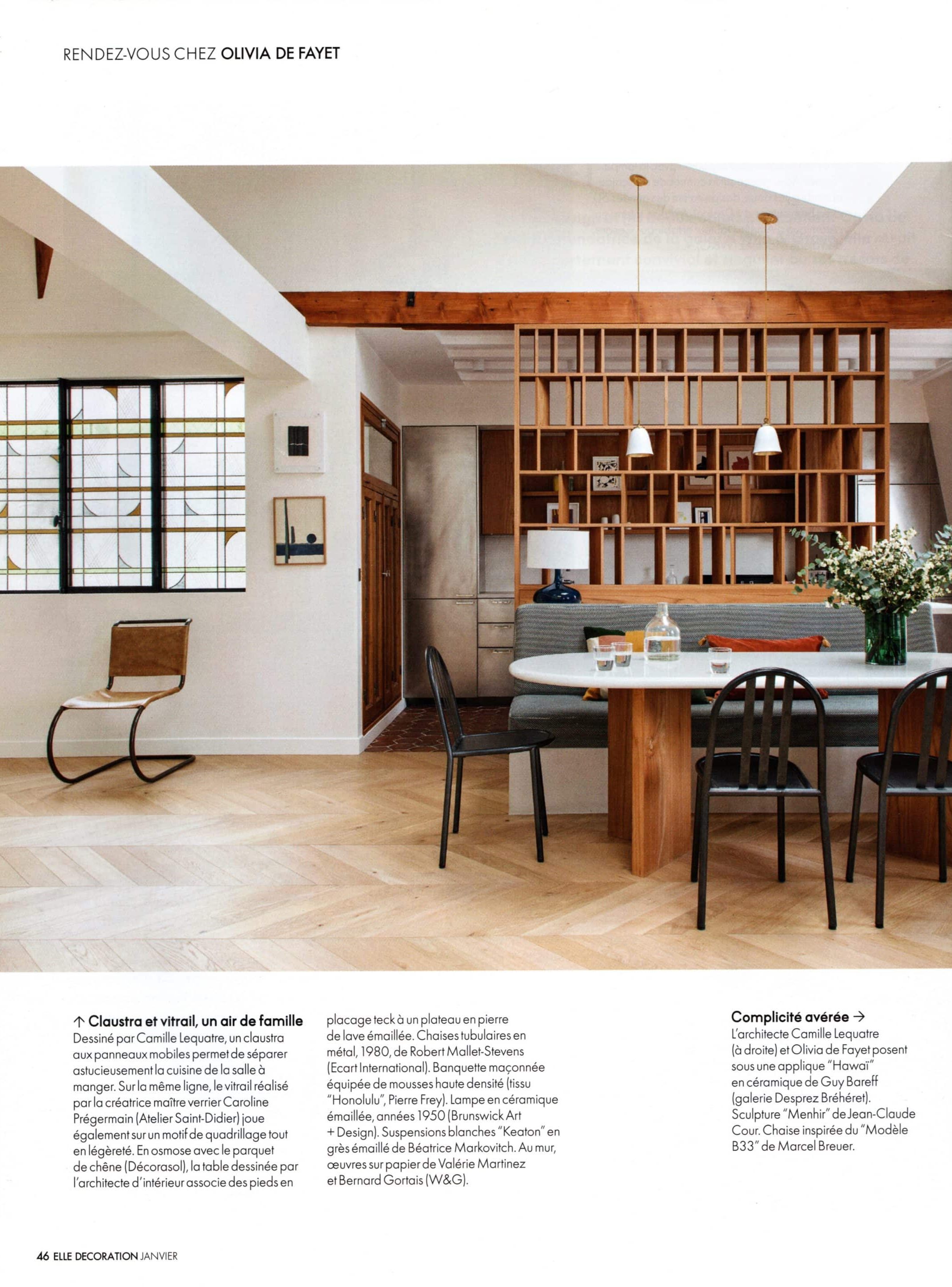 Page Elle Déco 2023 sur un vitrail de l'Atelier Saint Didier
